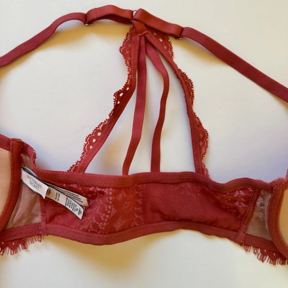 Victoria's Secret Bra Dream Angels Lined Demi Lace Racerback Front Closure 32DDD - Picture 10 of 14